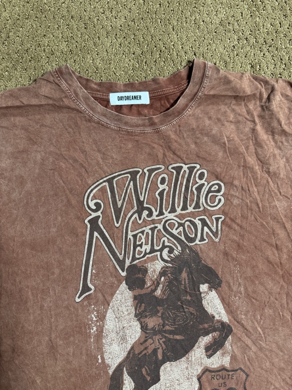 Free People Willie Nelson Graphic T-Shirt - Washed Brick Red - Picture 2 of 2